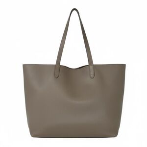 Cuyana Classic Structured Leather Tote Bag Pebbled Taupe Shoulder Work Bag